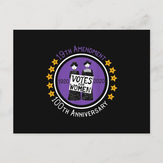 Cartão Postal De Anúncio 19th Amendment XIX Suffragette 100 yrs Anniversary (Frente)