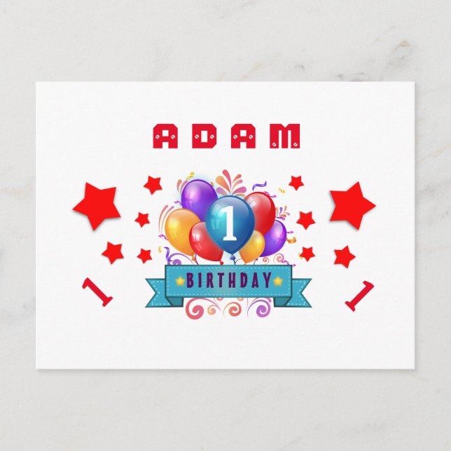 Cartão Postal De Anúncio 1rua Guardar Balões de Aniversário e Estrelas S01L (Frente)