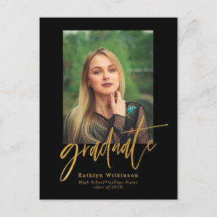 Cartão Postal De Anúncio 2023 Elegante Ouro Preto Script Foto Graduação