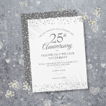 Cartão Postal De Anúncio 25 muda a data dos corações prateados<br><div class="desc">Com delicados corações prateados confetti. Personalize com seu especial aniversário de vinte e cinco anos de prata,  mude a informação de data em letra chic. Projetado por Thisnotme©</div>