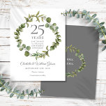 Cartão Postal De Anúncio 25 Silver Anniversário Salve a Data Verde<br><div class="desc">Apresentando uma elegante granja verde da floresta, este aniversário de casamento botânico, exceto o cartão de data, pode ser personalizado com suas informações especiais de aniversário de prata. O reverso apresenta uma garland floral correspondente que enquadra suas datas de aniversário em um texto branco elegante em um fundo prateado. Projetado...</div>