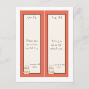 Cartão Postal De Anúncio 2 Bolo de Casamento Vermelho/Creme Salve os Marcad