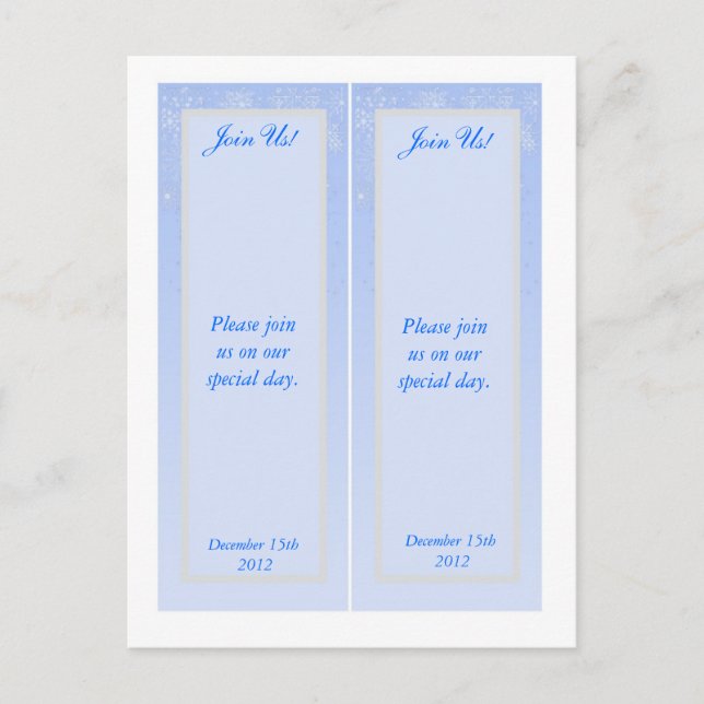 Cartão Postal De Anúncio 2 Casamento em Floco de Neve Salve os Marcadores d (Frente)