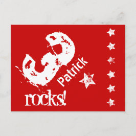 Cartão Postal De Anúncio 3º Aniversário KIDS Design Diagonal Estrelas Grung