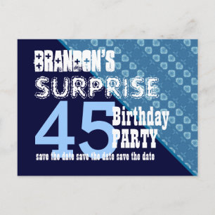 Cartão Postal De Anúncio 45º Aniversário Surpresa Salve a Data Diagonal VB1