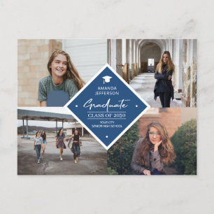 Cartão Postal De Anúncio 4 foto-colage graduation moderna elegant script