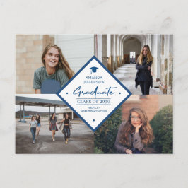 Cartão Postal De Anúncio 4 foto-colage graduation moderna elegant script