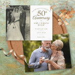 Cartão Postal De Anúncio 50º Aniversário de Casamento 2 Foto Salvar Data<br><div class="desc">Personalize com sua foto favorita de casamento e seus detalhes especiais de celebração de aniversário de casamento de 50 ouros na tipografia de ouro-chico. O reverso apresenta uma segunda foto especial. Projetado por Thisnotme©</div>