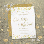 Cartão Postal De Anúncio 50º Aniversário Salvar a Data Dourada Corações Scr<br><div class="desc">Apresentando delicados corações de amor de ouro confetti e nomes de assinatura de script. Personalize com seu especial aniversário de 50 anos de ouro,  salve as informações de data em letras de ouro cômico. Projetado por Thisnotme©</div>