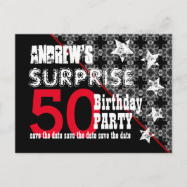 Cartão Postal De Anúncio 50º aniversário surpresa Salvar a data Diagonal W7
