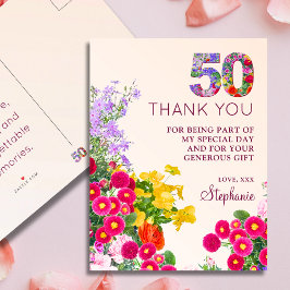 Cartão Postal De Anúncio 50 anos de festa floral moderna de 50 anos