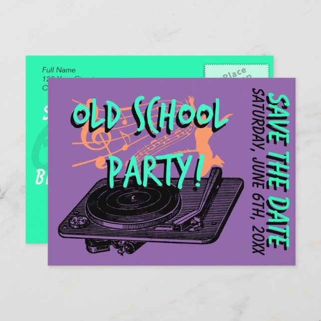 Cartão Postal De Anúncio 60ª Festa de aniversário 60s Salve a data (Frente/Verso)