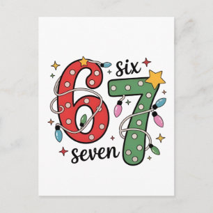Cartão Postal De Anúncio 6 7 Seis Sete Mão Geração Z Alpha Meme Gíria Natal