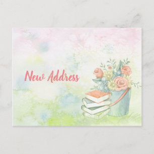Cartão Postal De Anúncio A aguarela floresce a mudança do cartão de