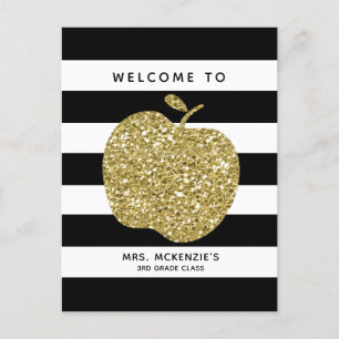 Cartão Postal De Anúncio A boa vinda de volta à escola Apple personalizou 