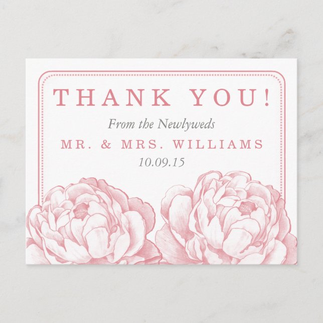 Cartão Postal De Anúncio A Bonito Coleção de Casamentos Florais Peony (Frente)