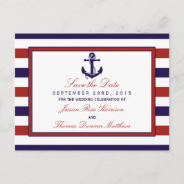 Cartão Postal De Anúncio A Coleção de Casamento Âncora Náutica Vermelha e A