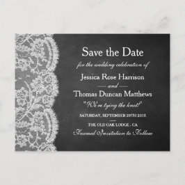Cartão Postal De Anúncio A Coleção de Casamento Chalkboard & Lace