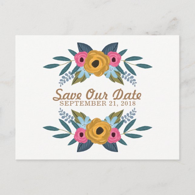 Cartão Postal De Anúncio A Coleção de Casamentos Brancos Floral Wreath (Frente)