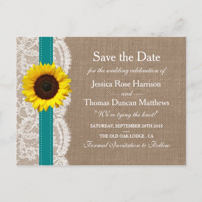 Cartão Postal De Anúncio A Coleção de Casamentos de Girassóis Rústicos - Az (Frente)