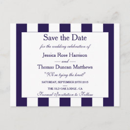 Cartão Postal De Anúncio A Coleção de Casamentos de Stripe do Marinho Moder