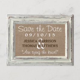 Cartão Postal De Anúncio A Coleção de Casamentos Rustic White Frame & Burla