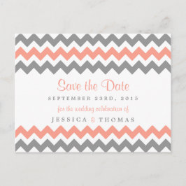 Cartão Postal De Anúncio A Coleção Moderna de Noivas Chevron - Rosa e Cinza