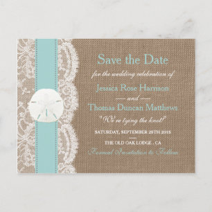 Cartão Postal De Anúncio A Coleção Turquoise Sand Dollar Save The Date