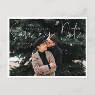 Cartão Postal De Anúncio A Foto Tipográfica Mínima Moderna Salva A Data