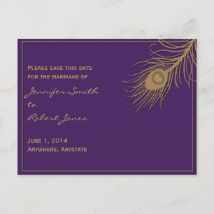 Cartão Postal De Anúncio A pena do pavão no ouro e a ameixa salvar a data