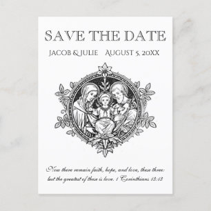 Cartão Postal De Anúncio A Santa Família Tradicional Católica SALVA A DATA