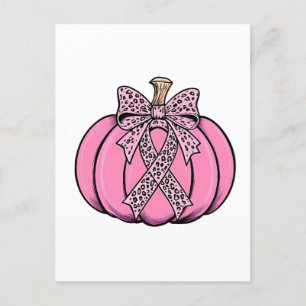 Cartão Postal De Anúncio Abóbora de Face de Fita Rosa de Halloween Câncer d