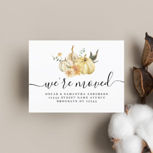 Cartão Postal De Anúncio Abóbora e Flores em Aquarela de Outono na Moda