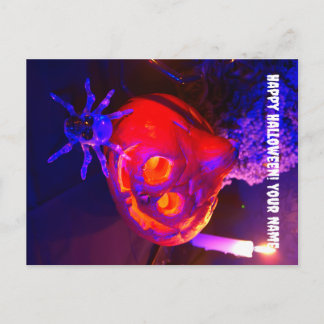 Cartão Postal De Anúncio Abóboras de Halloween neon