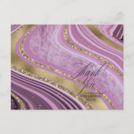 Cartão Postal De Anúncio Abstrato Agate Wedding Obrigado Mauve ID827
