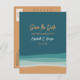 Cartão Postal De Anúncio Abstrato Ocean Beach Wedding Save The Date