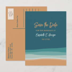 Cartão Postal De Anúncio Abstrato Ocean Beach Wedding Save The Date