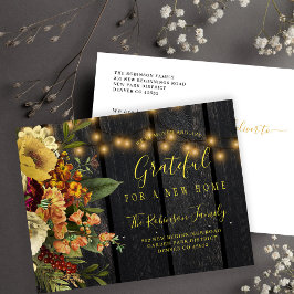 Cartão Postal De Anúncio Ação de Graças nova casa para as festas de fim de