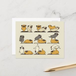 Cartão Postal De Anúncio Acroioga Com O Pug Bulldog Francês