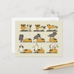 Cartão Postal De Anúncio Acroioga Com O Pug Bulldog Francês