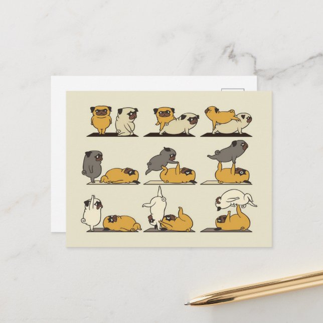 Cartão Postal De Anúncio Acroioga Com O Pug Bulldog Francês (Frente/Verso In Situ)