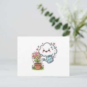 Cartão Postal De Anúncio Adesivo Fofo Kawaii Planta Gentileza Nuvem e FStic