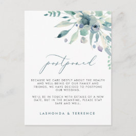 Cartão Postal De Anúncio Adiamento de Casamento com Florais Delicados em Az
