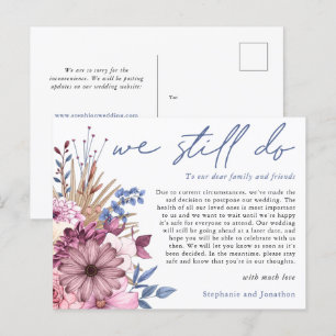 Cartão Postal De Anúncio Adiamento de Casamento Nós Ainda Fazemos Script Fl