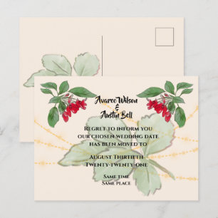 Cartão Postal De Anúncio Adiamento do Casamento de Rosas Vermelhas