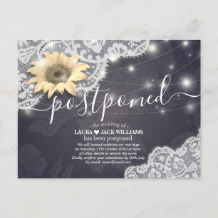 Cartão Postal De Anúncio Adiamento do Casamento Mudar a Data Girassóis