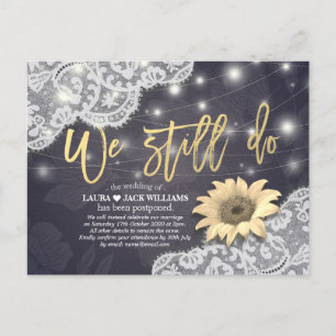 Cartão Postal De Anúncio Adiamento do Casamento Nós Ainda Fazemos Renda Gir