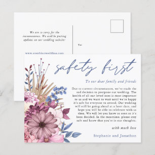 Cartão Postal De Anúncio Adiamento do Casamento Segurança em Primeiro Lugar