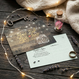 CARTÃO POSTAL DE ANÚNCIO ADIAR CASAMENTO NO JARRO DE MASON FIQUE EM CASA FI