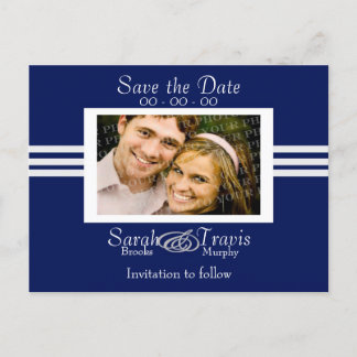 Cartão Postal De Anúncio Adicione sua própria foto - Azul Escuro